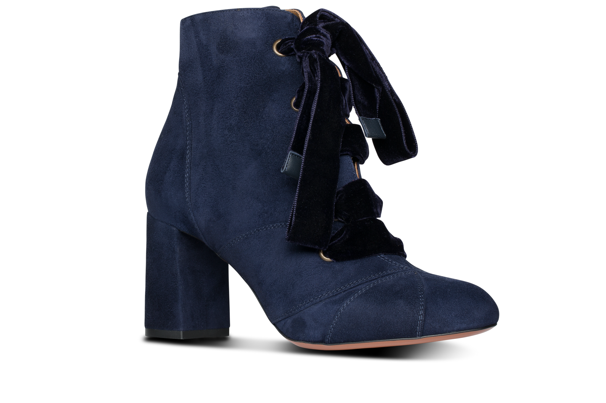 Chloe Velvet Lace up Ankle Boots